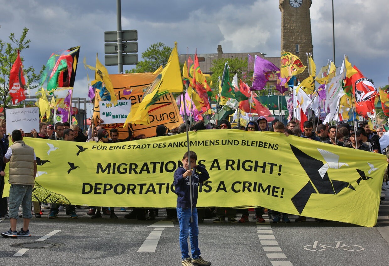 Demo für die Rechte von Flüchtlingen in Hamburg.
